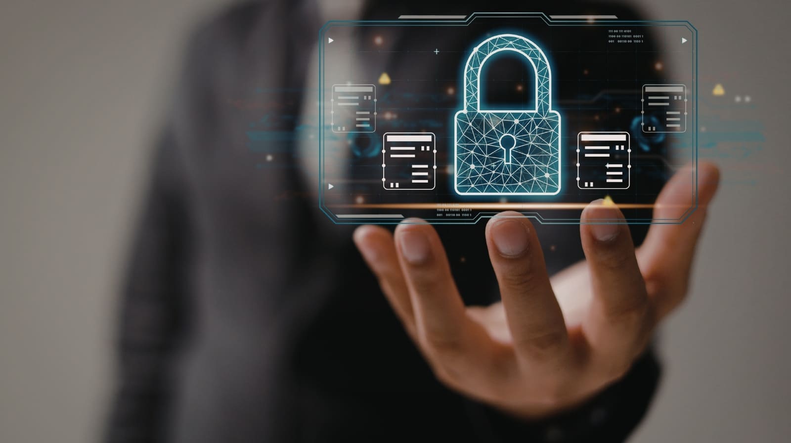 Intellectual Property: The Often-Overlooked Force Multiplier - Outstretched hand with digital lock.