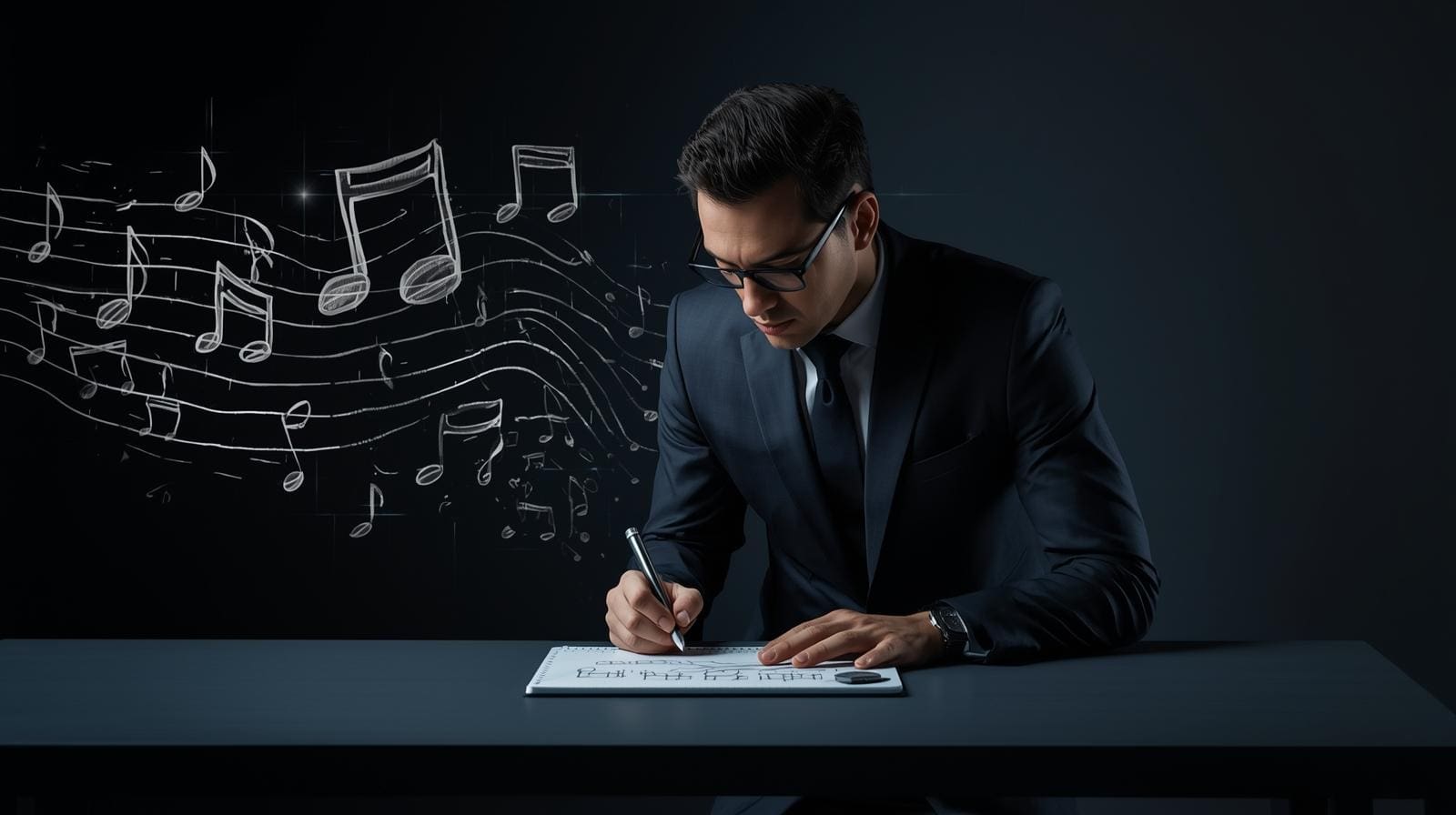 Marketing Symphony: Why Your Orchestrator Needs Experience - Man writing/music notes in the air