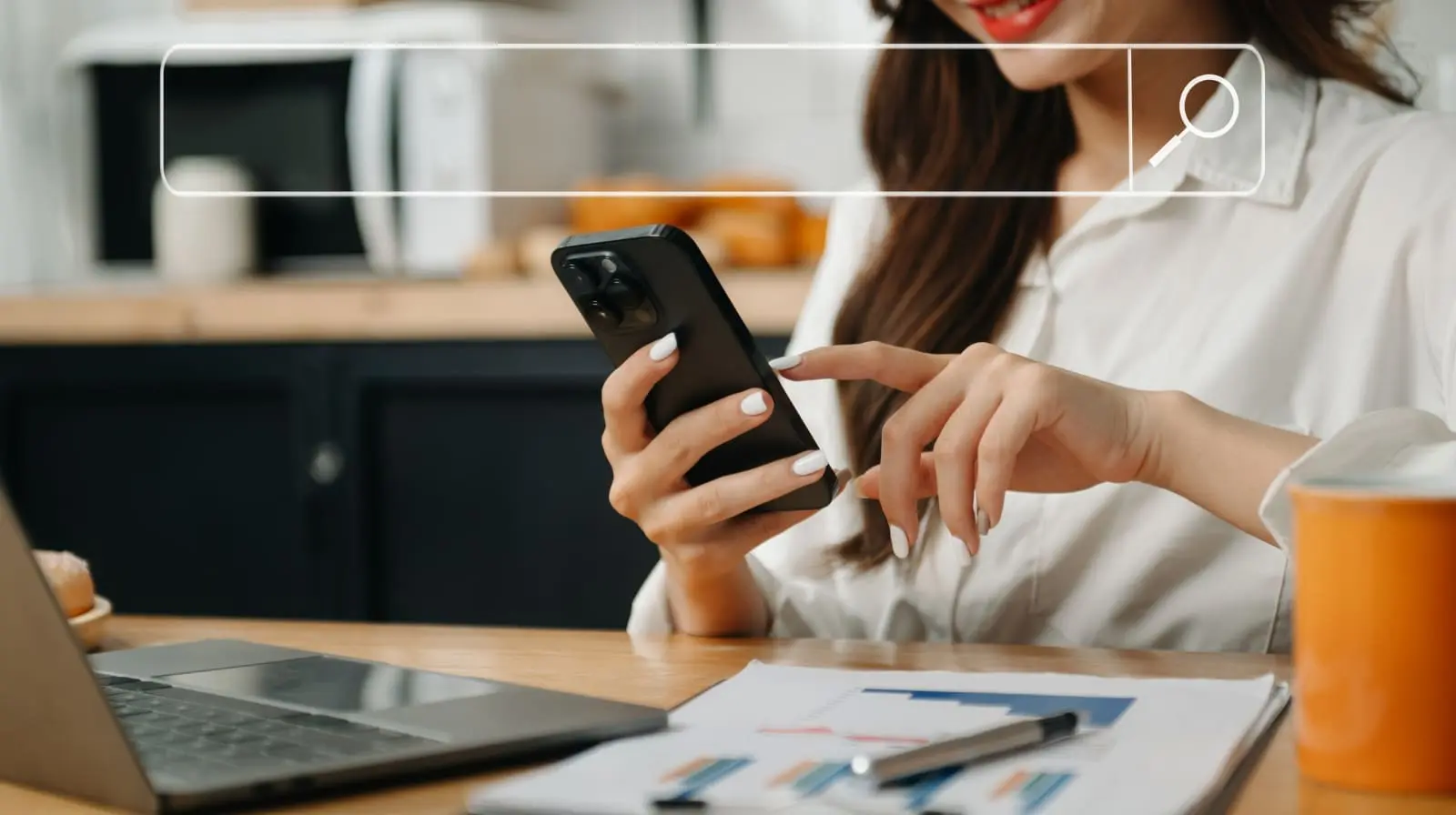 Thriving in the AI Answer Economy: A Business Leader’s Guide - Woman using search on phone